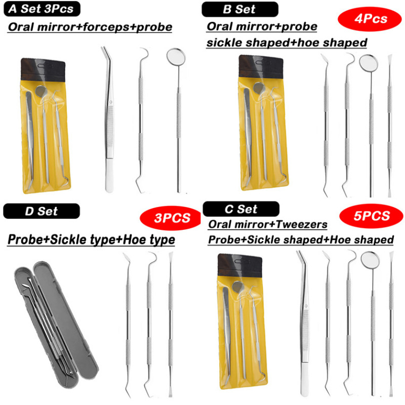 Dental Mirror Probe - 1Set Dental Mouth Mirror Tweezers Probe