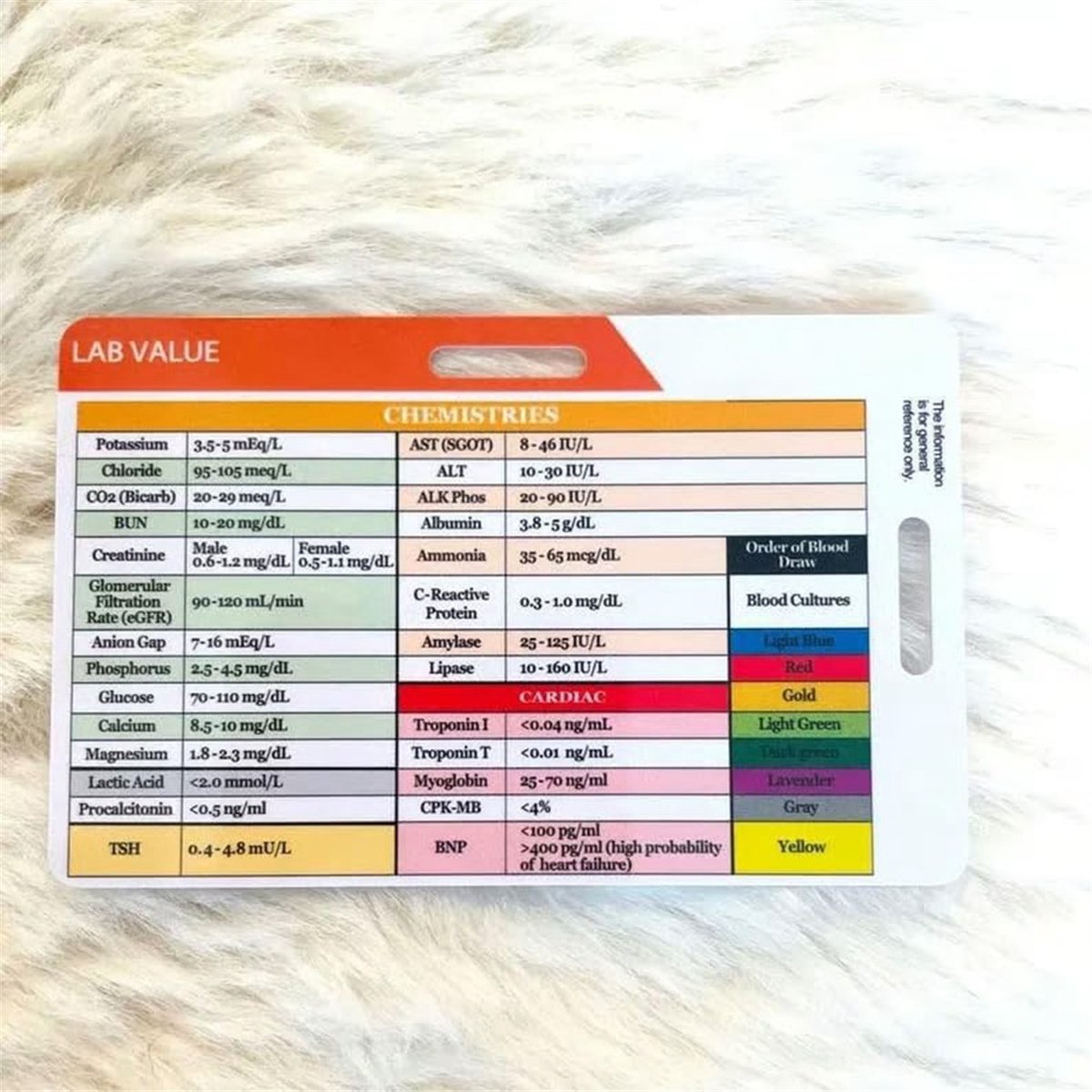 AA77 NEW  Lab Value and Order  - Medical Lab Values review and price